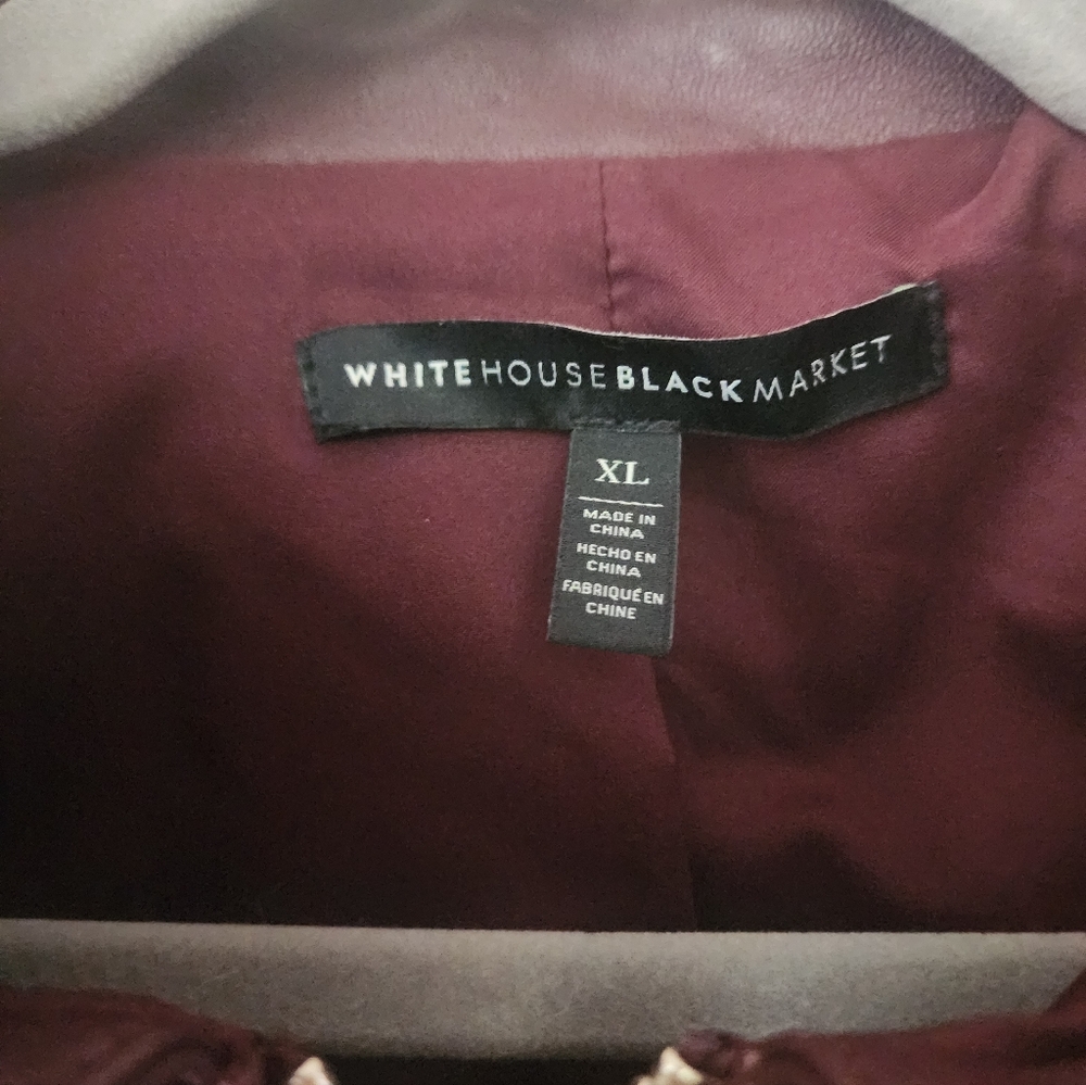White House Black Market Deep Purple Leather Jacket Pit To Pit 21".New No Tag. - Picture 6 of 10